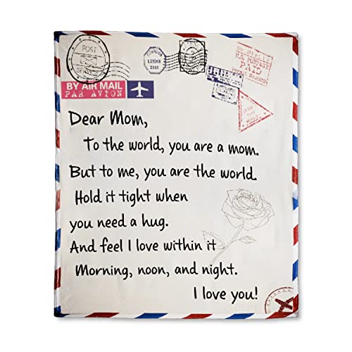 Elegant Gifts for Mom,Mom Gifts, Dear Mom Blanket,Best Birthday Gifts for Mom,Mothers Birthday Gifts from Son, Mom Gifts from Daughters, I Love You Mom Blanket,Mother Gifts(50×60 inchs)