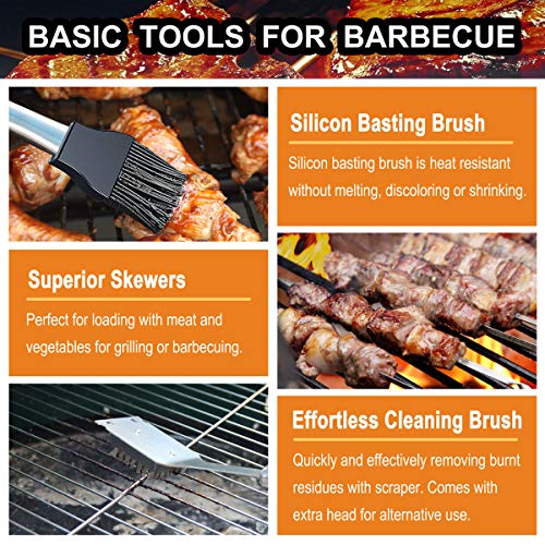 grilljoy 31PC Heavy Duty BBQ Grilling Accessories Grill Tools Set - Stainless Steel Grilling Kit with Storage Bag for Camping, Tailgating - Perfect Barbecue Utensil Gift for Men Women