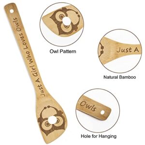 5PCS Owl Wooden Cooking Spoons,Owl Gifts,Owl Kitchen Gifts,Owl Gift,Cat Mom Gifts,Owl Decor,Owl Gifts for Owl Lovers,Owl Gifts for Women,Bamboo Cooking Spoons Housewarming Wedding Cooking