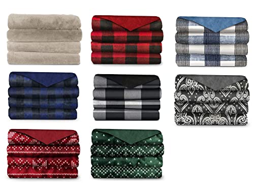 Sunbeam Microplush Comfy Toes Electric Heated Throw Blanket Foot Pocket Buffalo Plaid Red Washable Auto Shut Off 3 Heat Settings