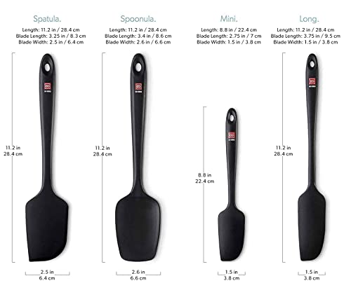 DI ORO Silicone Spatula Set - Rubber Kitchen Spatulas for Baking, Cooking, & Mixing - 600°F Heat-Resistant & BPA Free Silicone Scraper Spatulas for Nonstick Cookware - Dishwasher Safe (4pc, Black)