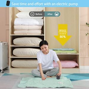 Vacuum Storage Bag with Electric Pump, 10-Pack Space Saving Bag, Vacuum Compression Bag for Travel and Home for Quilts, Blankets, Clothes, Pillows.