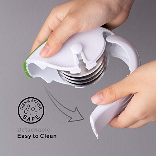 3-in-1 Herb Chopper Mincer Roller Cutter Slicer, Leaf Stripper, Scraper- Retractable for Safe Storage, Detachable for Easy Cleaning, 4 Sharp Stainless Steel Blades, Soft-touch Handle - by KITCHENDAO