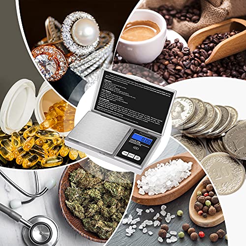 Fuzion Digital Gram Scale, 200g/0.01g Mini Jewelry Scale, Pocket Scale, Herb Scale Gram and Ounce, Portable Travel Food Scale .01 Gram Accuracy with LCD Display, Stainless Steel, Tare