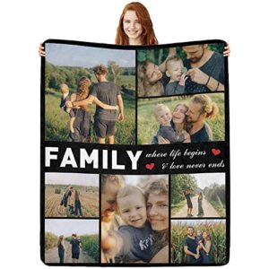 custom blanket personalized throw blanket with photos text customized picture blanket for mom dad family dog kids adult friends personalized gift for mothers day fathers day, made in usa 40"x50"