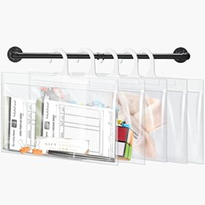 24 Pack Hanging Storage Bags, Large Hook 7.5 x 10.5-inch Clear Plastic Bags for Classroom, Library, and Pharmacy Use