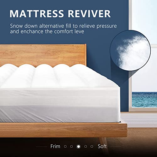 TEXARTIST Full Cooling Mattress Topper for Back Pain, Extra Thick Mattress Pad Cover, Plush Soft Pillowtop Bed Topper with Elastic Deep Pocket, Overfilled Down Alternative Filling