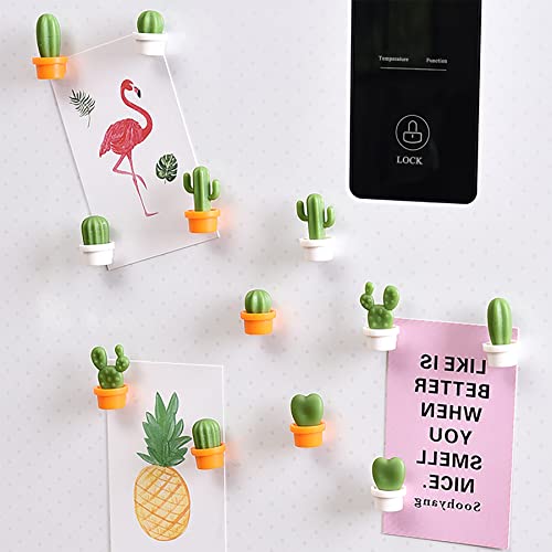 HAUTOCO Decorative Refrigerator Magnets Fridge Magnets, 12Pcs Mini Plant Fridge Magnet Cactus Whiteboard Magnets Locker Accessories Push Pin Magnets for Magnet Boards Fridge School Home Office Decor