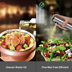 A&J Essentials Oil Sprayer for cooking- 100mL stainless steel, modern, durable, sleek design - Baking, Salad, Grilling, BBQ, Roasting - Oil dispenser is compatible with various cooking oils & juices