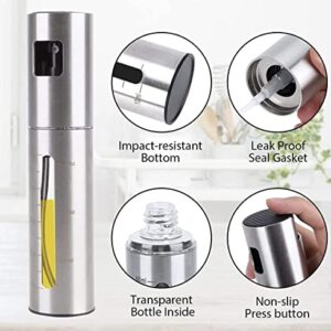 A&J Essentials Oil Sprayer for cooking- 100mL stainless steel, modern, durable, sleek design - Baking, Salad, Grilling, BBQ, Roasting - Oil dispenser is compatible with various cooking oils & juices