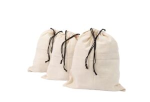 muslin storage bags - 100% organic cotton storage bags with drawstring - perfect toy storage bags - shoe storage bags during travel - cloth storage bags for handbags, purses, & sneakers - dust-proof and lint-free (3 small: 15"x12")