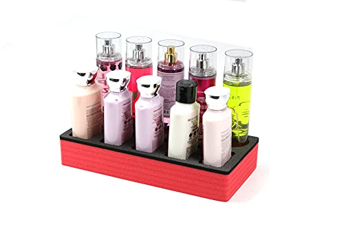 Polar Whale Lotion and Body Spray Stand Organizer Tray Red Black Durable Foam Washable Waterproof Insert for Home Bathroom Bedroom Office 12 x 6 x 2 Inches 10 Slots