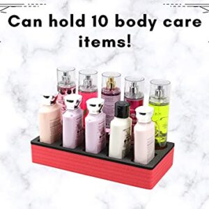 Polar Whale Lotion and Body Spray Stand Organizer Tray Red Black Durable Foam Washable Waterproof Insert for Home Bathroom Bedroom Office 12 x 6 x 2 Inches 10 Slots