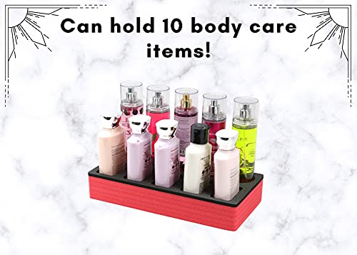 Polar Whale Lotion and Body Spray Stand Organizer Tray Red Black Durable Foam Washable Waterproof Insert for Home Bathroom Bedroom Office 12 x 6 x 2 Inches 10 Slots