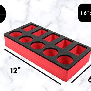 Polar Whale Lotion and Body Spray Stand Organizer Tray Red Black Durable Foam Washable Waterproof Insert for Home Bathroom Bedroom Office 12 x 6 x 2 Inches 10 Slots