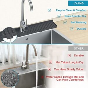 30 inch Kitchen Sink Splash Guard, Silicone Faucet Splash Guard, Large Size Silicone Sink Mat for Kitchen Bathroom, Faucet Handle Drip Catcher Tray (Black)