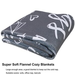 Grey Plush Cozy Blanket Fleece Throw Blanket，Super Soft Fuzzy Flannel Throw Blanket for Couch Sofa Bed and Office Napping,Inspirational Blanket Gifts Warm Throw Blankets All Season 50"×60"