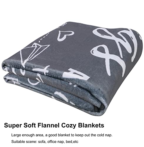 Grey Plush Cozy Blanket Fleece Throw Blanket，Super Soft Fuzzy Flannel Throw Blanket for Couch Sofa Bed and Office Napping,Inspirational Blanket Gifts Warm Throw Blankets All Season 50"×60"