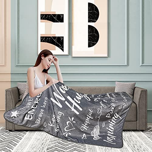 Grey Plush Cozy Blanket Fleece Throw Blanket，Super Soft Fuzzy Flannel Throw Blanket for Couch Sofa Bed and Office Napping,Inspirational Blanket Gifts Warm Throw Blankets All Season 50"×60"