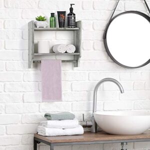 Bathroom Towel Rack Bathroom Shelf with Towel Bar Towel Racks for Bathroom Wall Mounted Bathroom Cabinets Organizer with Towel Shelf, Olive Green