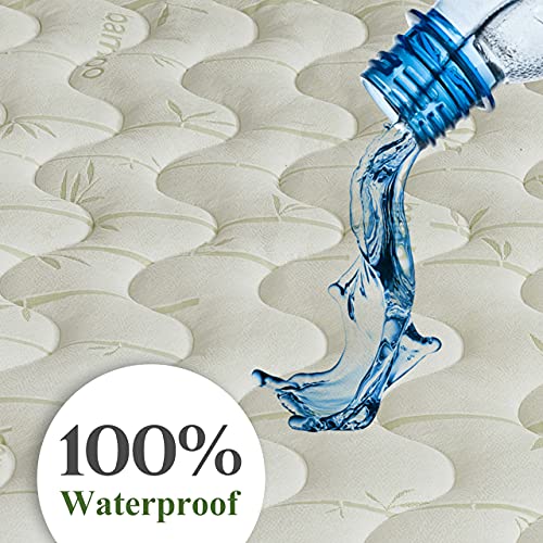 Waterproof Bamboo Jacquard Blend Fitted Topper, Cal King Mattress Pad by Royal Hotel