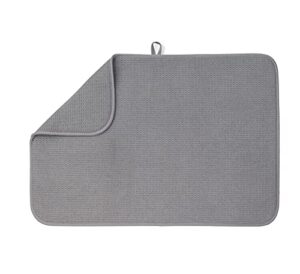 xxl dish mat 24" x 17" (largest mat) microfiber dish drying mat, super absorbent by bellemain (gray)