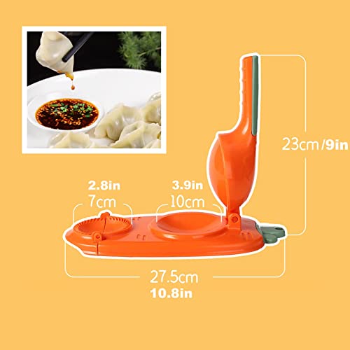 2 In 1 Dumpling Maker, Manual Artifact For Pressing Dumpling, Kitchen Dumpling Maker Machine, Portable Dumpling Skin Maker DIY Dumpling Moulds(Yellow)