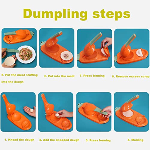 2 In 1 Dumpling Maker, Manual Artifact For Pressing Dumpling, Kitchen Dumpling Maker Machine, Portable Dumpling Skin Maker DIY Dumpling Moulds(Yellow)
