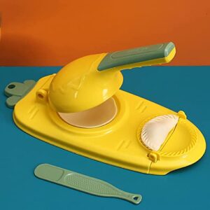 2 In 1 Dumpling Maker, Manual Artifact For Pressing Dumpling, Kitchen Dumpling Maker Machine, Portable Dumpling Skin Maker DIY Dumpling Moulds(Yellow)