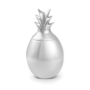 nambe - home decor collection - pineapple canister with lid - measures at 4.5" x 4.5" x 8" - made with nambe alloy - designed by karim rashid