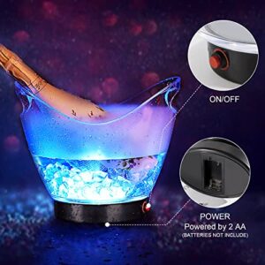 Warepro LED Ice Buckets 5L Clear PS+ABS Plastic ice Bucket RGB Colors Changing LED Cooler Bucket, Power by 2 AA Batteries, Multi Colors Changing for Party/Home/Bar/KTV Clubs