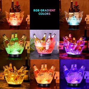 Warepro LED Ice Buckets 5L Clear PS+ABS Plastic ice Bucket RGB Colors Changing LED Cooler Bucket, Power by 2 AA Batteries, Multi Colors Changing for Party/Home/Bar/KTV Clubs