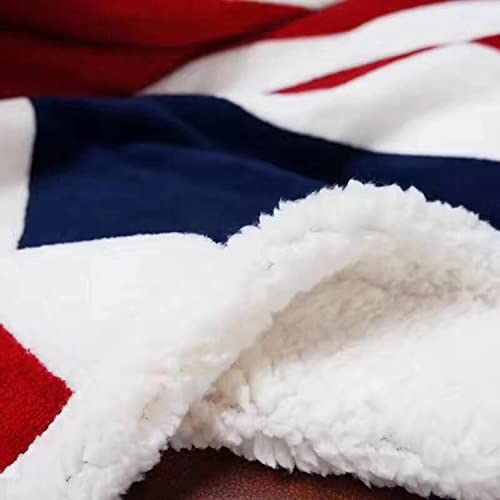 USTIDE Sherpa Throw Blanket Union Jack Blanket 51"x63", Super Soft Fleece Blankets Super Comfy Blanket Comfort Comfy Flannel Blanket Throws for Bed/Couch/Sofa/Office/Camping Caring Gift Blanket