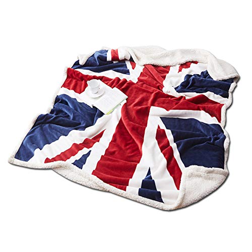 USTIDE Sherpa Throw Blanket Union Jack Blanket 51"x63", Super Soft Fleece Blankets Super Comfy Blanket Comfort Comfy Flannel Blanket Throws for Bed/Couch/Sofa/Office/Camping Caring Gift Blanket