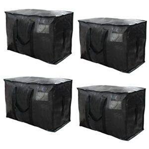 cuxfls moving bags heavy duty extra large stroage bags with strong zippers and handles for moving supplies, foldable heavy-duty storage bags storage for space saving, alternative to moving boxes（black - l - set of 4）