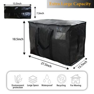 CUXFLS Moving Bags Heavy Duty Extra Large Stroage Bags with Strong Zippers and Handles for Moving Supplies, Foldable Heavy-Duty Storage Bags Storage for Space Saving, Alternative to Moving Boxes（Black - L - Set of 4）