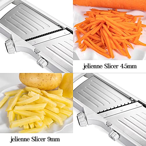 VEKAYA Professional Mandoline Slicer for Kitchen with Waffle Fry Cutter, Julienne & 0-9mm Slice | Vegetable Mandolin Slicer for Food Potato Onion with Bonus Cut Resistant Gloves and Food Safety Holder