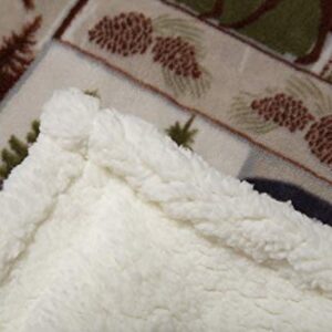 Carstens Vintage Lodge Rustic Cabin Sherpa Throw Blanket 54" x 68", White