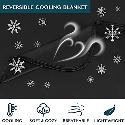 PAVILIA Cooling Blanket Throw for Hot Sleepers, Lightweight Summer Cooling Blanket for Couch Sofa Bed Nap, Absorbs Body Heat to Keep Cool Cold Effect Breathable Comfortable - Black 50x60