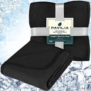 PAVILIA Cooling Blanket Throw for Hot Sleepers, Lightweight Summer Cooling Blanket for Couch Sofa Bed Nap, Absorbs Body Heat to Keep Cool Cold Effect Breathable Comfortable - Black 50x60