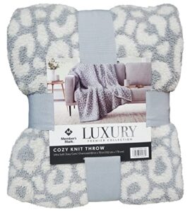 member's mark luxury premier collection cozy knit animal print throw (asher leopard- gray, 60" x 70")