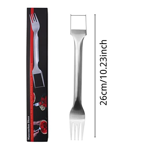 2PCS Watermelon Fork Slicer Cutter, Dual Head Stainless Steel Fruit Forks Slicer Knife for Family Parties Camping