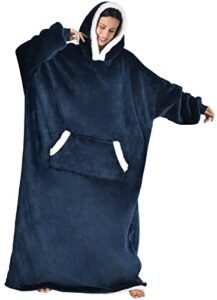 zakun oversized wearable blanket hoodie,unisex thick long blanket hoodie for women,cozy giant fleece lounging hoodie blanket