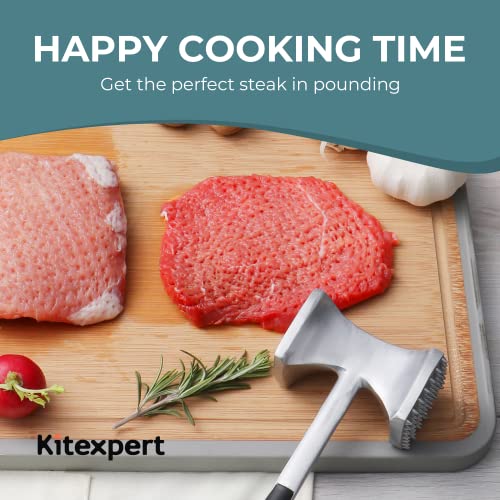 KITEXPERT Meat Tenderizer Hammer with Comfortable-Grip Handle, Dual-side Meat Mallet for Kitchen, Heavy Duty Meat Pounder Hammer For Tenderizing Steak, Beef and Fish