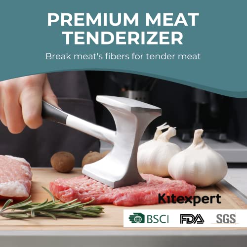 KITEXPERT Meat Tenderizer Hammer with Comfortable-Grip Handle, Dual-side Meat Mallet for Kitchen, Heavy Duty Meat Pounder Hammer For Tenderizing Steak, Beef and Fish