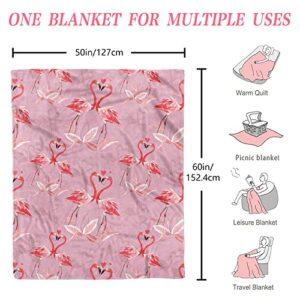 udten Flamingo Blanket Gift for Lovers, Flamingo Flannel Throw Blanket for Girls Women, Couple Gift for Wife Husband, Wedding Love Anniversary Throws for Teens Adults Birthday Gift(50" x 60")