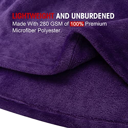 Yescool Wearable Blanket Hoodie,Warm Flannel Giant Hoodie Blanket for Women Men and Adult, Cozy Soft Fleece Hoodie Blanket Sweatshirt Oversized Lounging with Sleeves & Huge Pockets (Purple)