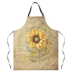 kiyiyzer christian gifts for women, inspirational gifts for women, religious cooking apron sunflower gifts for women birthday gifts for mom grandma