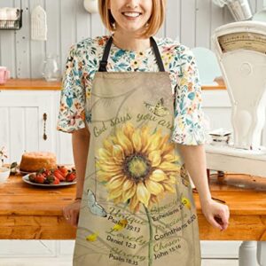 KIYIYZER Christian Gifts for Women, Inspirational Gifts for Women, Religious Cooking Apron Sunflower Gifts for Women Birthday Gifts for Mom Grandma