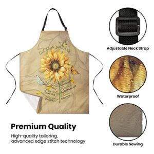 KIYIYZER Christian Gifts for Women, Inspirational Gifts for Women, Religious Cooking Apron Sunflower Gifts for Women Birthday Gifts for Mom Grandma